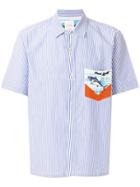Paul Smith Tuna Print Pocket Striped Shirt - Blue