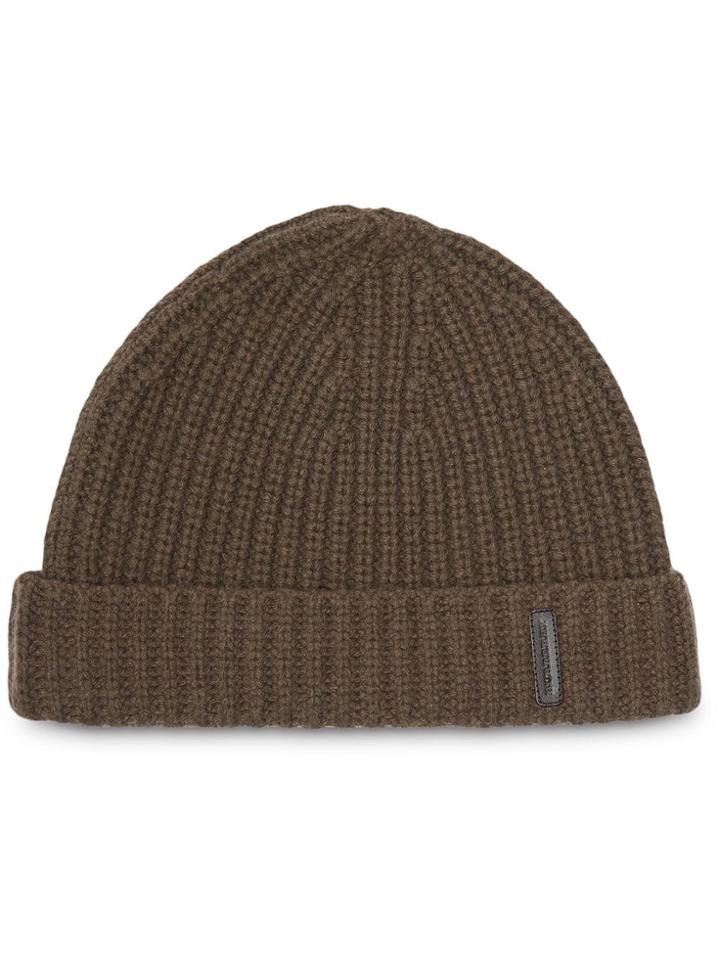 Burberry Rib Knit Cashmere Beanie - Green
