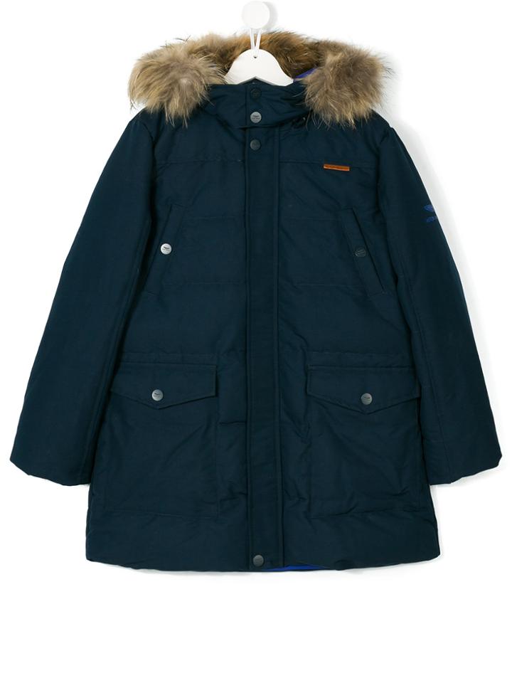 Aston Martin Kids Hooded Padded Midi Coat - Blue