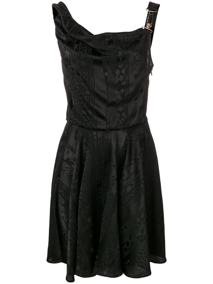 Versus Logo Printed Flared Dress - Black