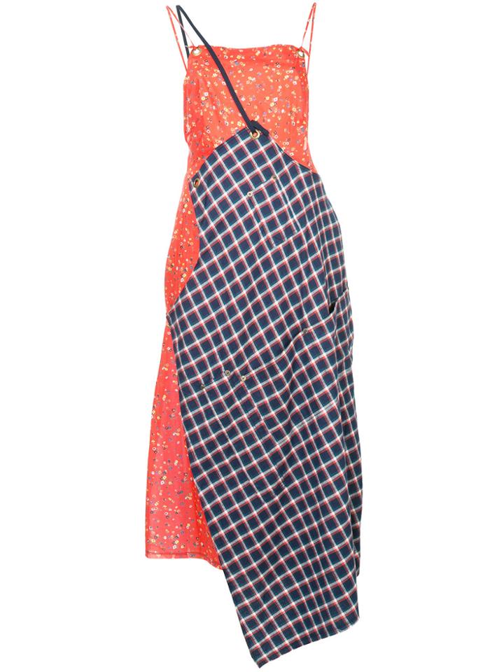 R13 Contrast Asymmetric Dress - Red