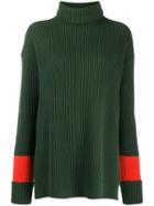 Chinti & Parker Contrast Stripe Ribbed Jumper - Green