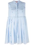 No21 Pleated Trim Day Dress, Women's, Size: 42, Blue, Cotton/silk/polyester/silk