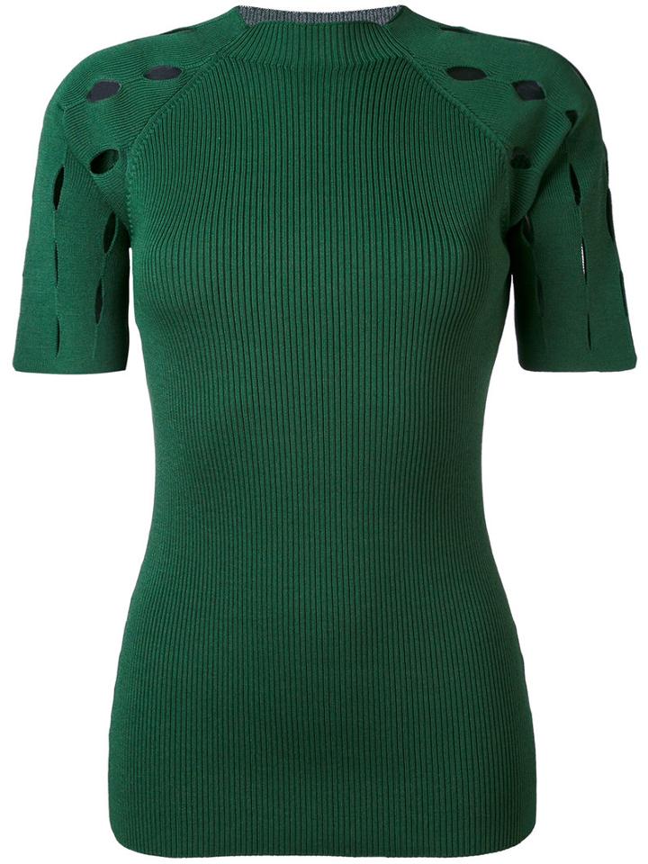 Nomia - Ribbed Knit T-shirt - Women - Viscose/nylon - L, Green, Viscose/nylon