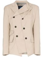 Charm's Asymmetric Double-breasted Blazer - Neutrals