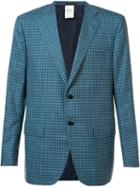 Kiton Plaid Blazer, Men's, Size: 52, Blue, Silk/linen/flax/cashmere