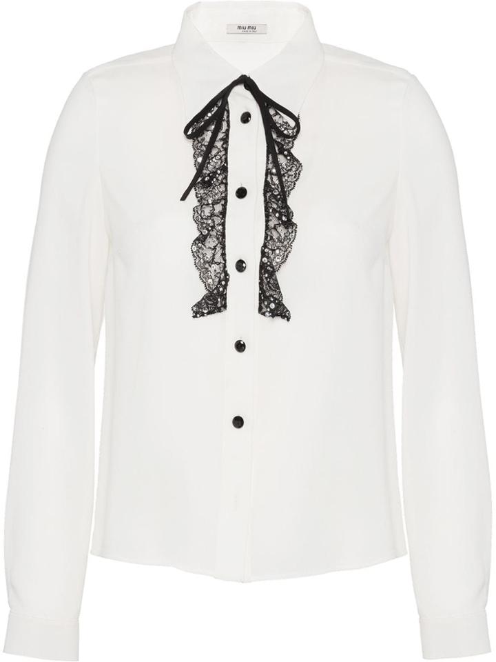 Miu Miu Lace Trim Blouse - White