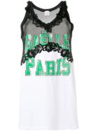 Gaelle Bonheur Embroidered Mesh Vest Top - Black