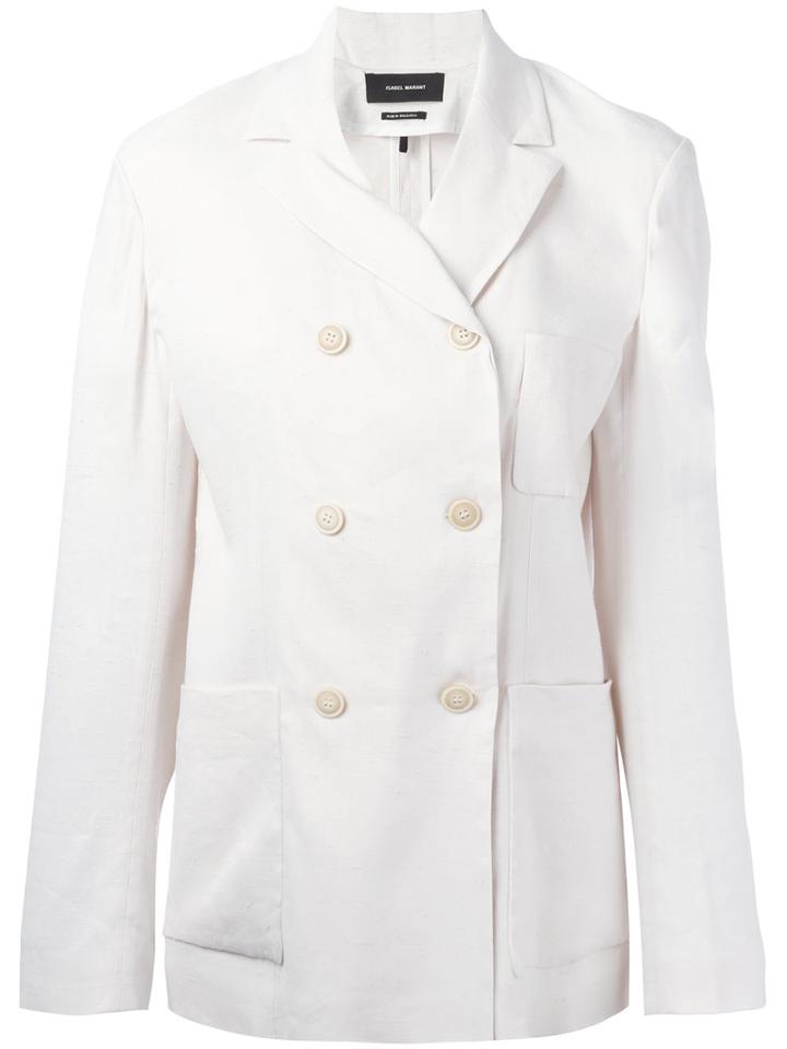 Isabel Marant Double Breasted Jacket, Women's, Size: 40, White, Silk/linen/flax/spandex/elastane/viscose