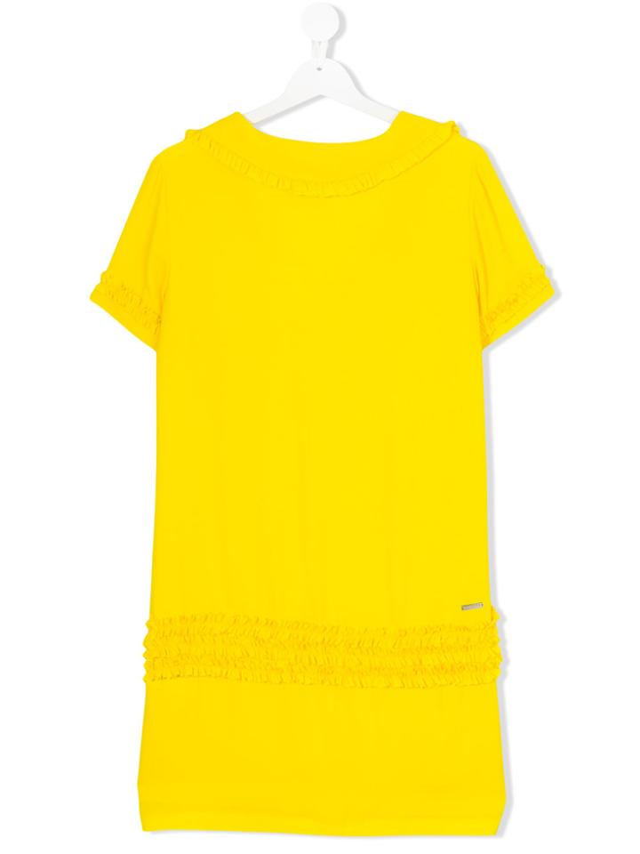 Dsquared2 Kids Teen Ruffle Trim Dress - Yellow & Orange