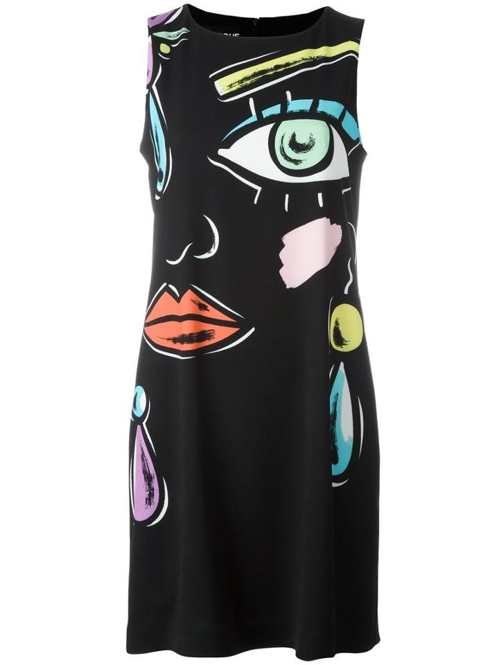 Boutique Moschino Multi Print Dress, Women's, Size: 42, Black, Polyester/other Fibers