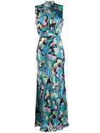 Saloni Dolce Vita Floral Dress - Blue