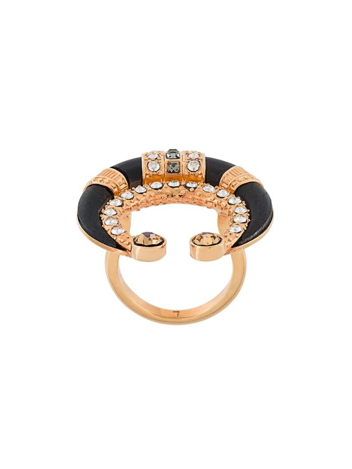 Ca & Lou Crystal Embellished Ring - Black