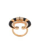 Ca & Lou Crystal Embellished Ring - Black