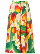 Isolda - Floral And Mango Culottes - Women - Silk - 42, Yellow/orange, Silk