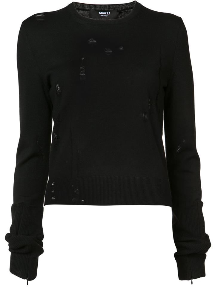 Yang Li Distressed Knit Jumper - Black