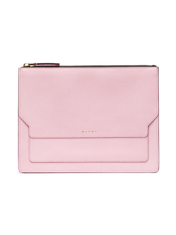 Marni Trunk Leather Clutch - Pink & Purple