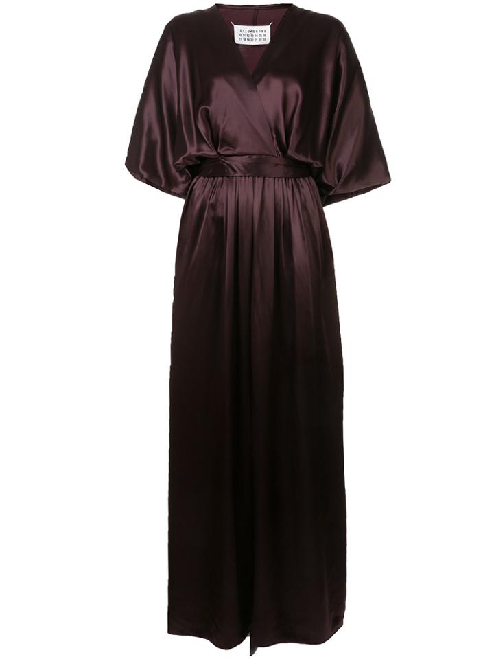 Maison Margiela Long Satin Wrap Dress - Pink & Purple