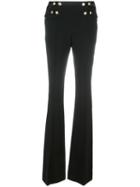Pierre Balmain Buttoned High-waisted Trousers, Women's, Size: 42, Black, Viscose/spandex/elastane/polyester