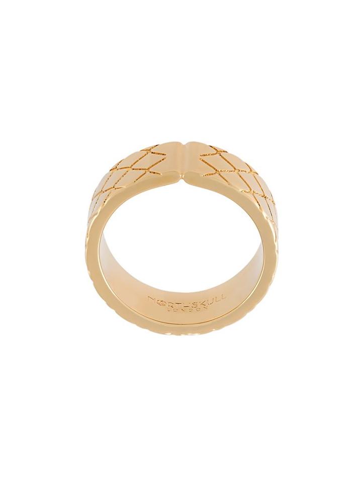 Northskull Fence Ring, Men's, Size: T, Yellow/orange, Gold Plated Brass