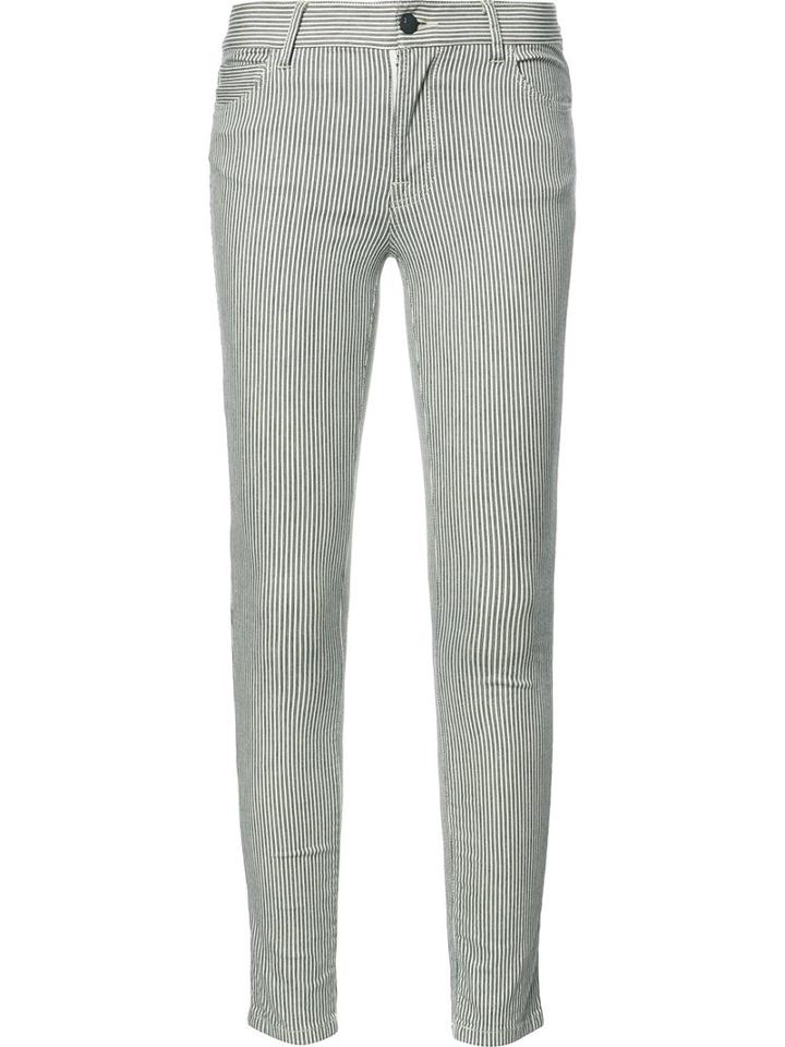 J Brand Striped Super Skinny Jeans, Women's, Size: 26, White, Cotton/spandex/elastane
