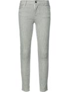 J Brand Striped Super Skinny Jeans, Women's, Size: 26, White, Cotton/spandex/elastane