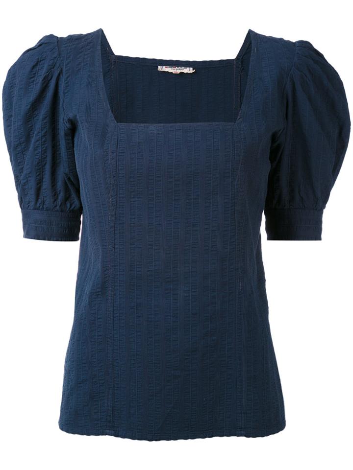 Yves Saint Laurent Vintage Puff Sleeve Blouse - Blue