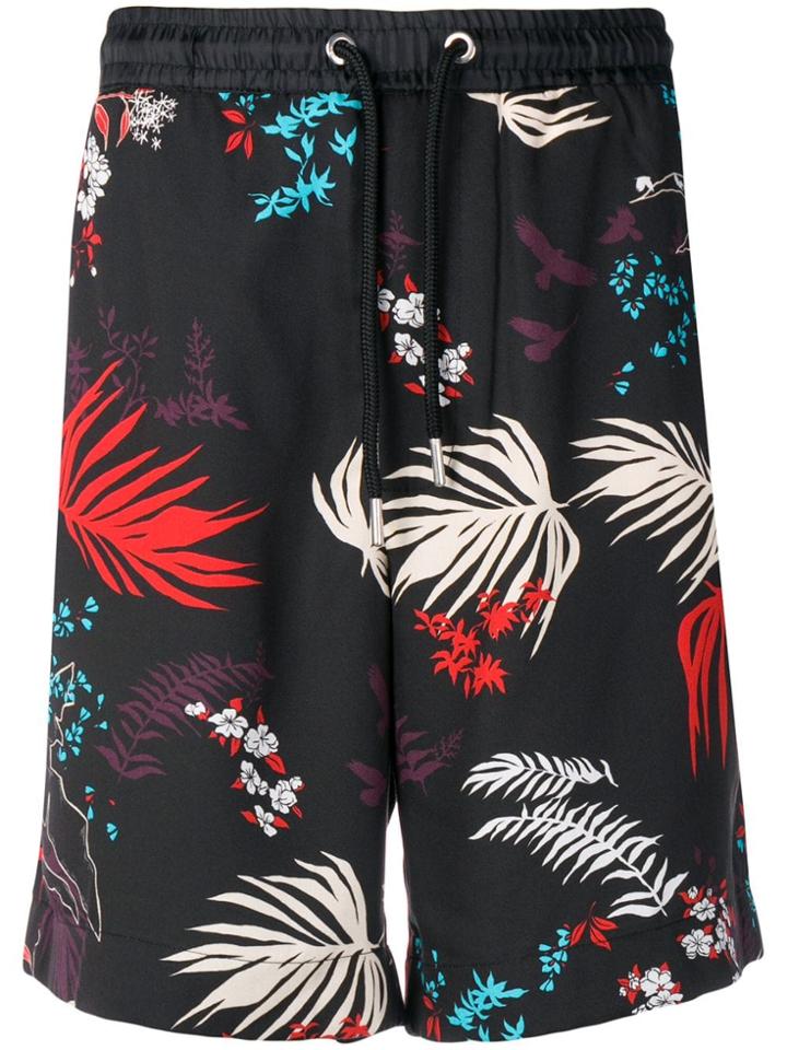 Diesel Shorts With Palm Print - Black