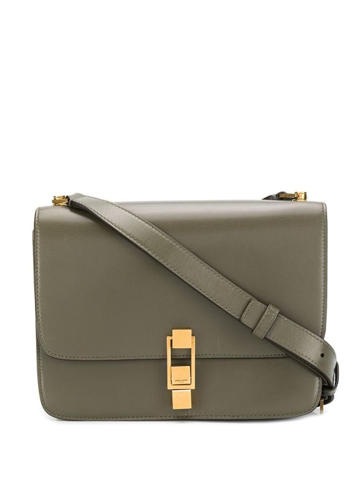 Saint Laurent Logo Plaque Shoulder Bag - Green