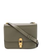 Saint Laurent Logo Plaque Shoulder Bag - Green
