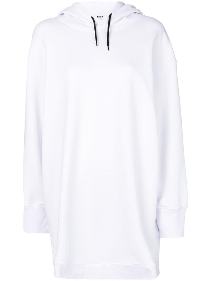 Msgm - Short Hoodie Dress - Women - Cotton - M, White, Cotton