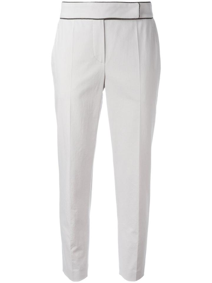 Brunello Cucinelli Cropped Tailored Trousers, Women's, Size: 44, Grey, Cotton/spandex/elastane