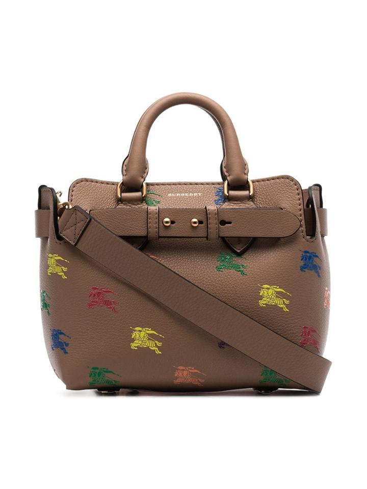 Burberry Beige Baby Logo Stamp Leather Tote Bag - Neutrals