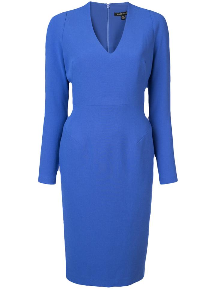Black Halo V-neck Fitted Dress - Blue