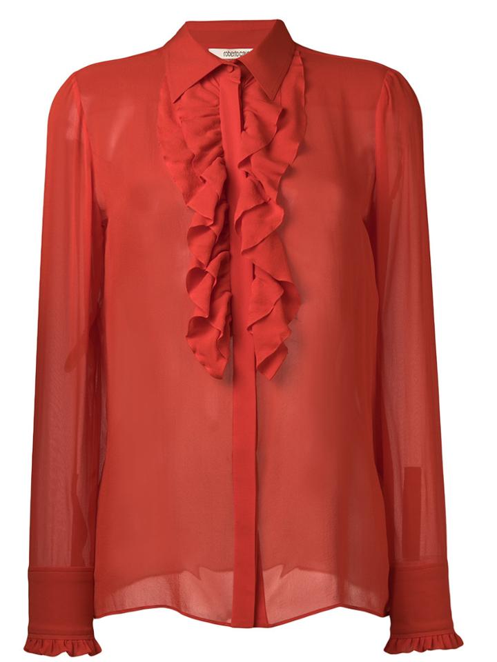 Roberto Cavalli Ruffled Shirt - Red