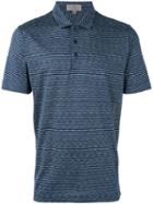 Canali Striped Polo Shirt, Men's, Size: 50, Blue, Silk
