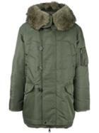 Moncler 'ronier' Parka Coat, Men's, Size: 4, Green, Coyote Fur/feather Down/wool/polyamide
