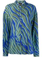 Just Cavalli Zebra Print Oversized Shirt - Blue