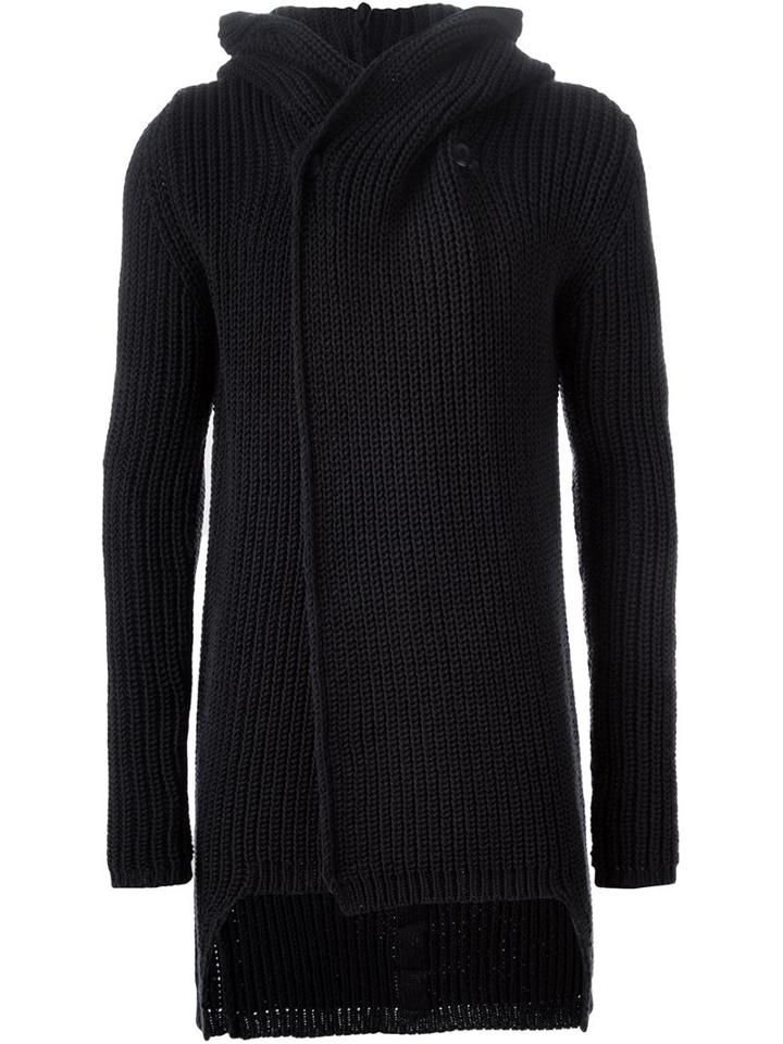 Rick Owens Knit Hoodie, Men's, Size: Large, Blue, Virgin Wool