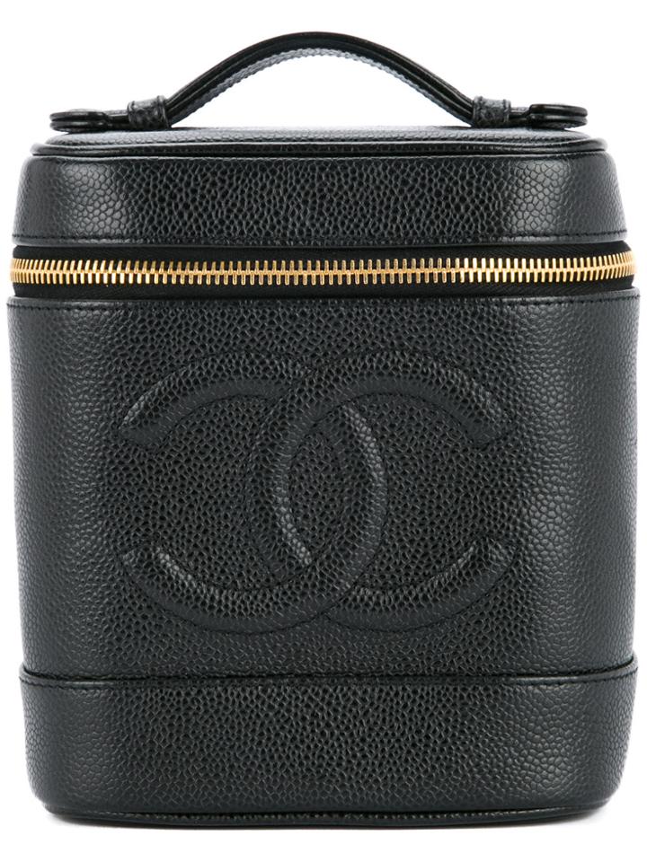 Chanel Vintage Cc Logo Cosmetic Tote - Black