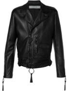 Off-white Giorgio De Chirico Biker Jacket, Men's, Size: Small, Black, Viscose/lamb Skin