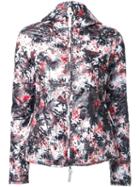 Kru Palm Print Hooded Puffer Jacket, Women's, Size: Large, Black, Polyester