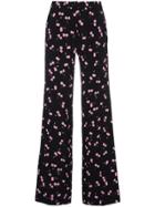 Miu Miu High Waisted Trousers With Cherry Pattern - Black
