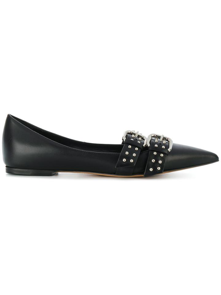 Red Valentino Studded Strap Ballerina Flats - Black