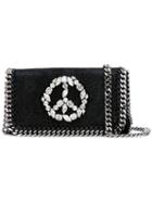 Stella Mccartney - Jewelled Peace Sign Chain Bag - Women - Polyester - One Size, Black, Polyester