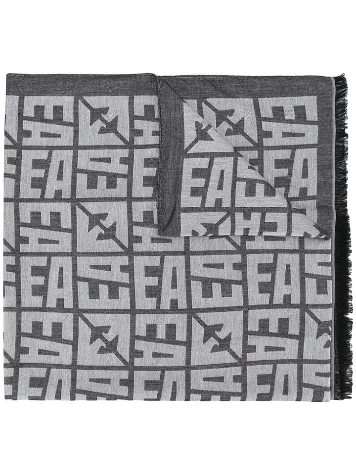 Emporio Armani Typography Print Scarf - Grey