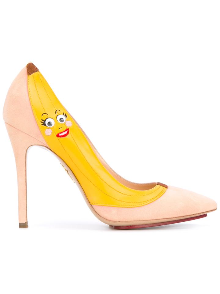 Charlotte Olympia Banana Print Pumps - Nude & Neutrals