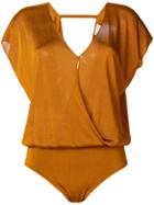 Forte Forte Wrap Front Bodysuit - Brown
