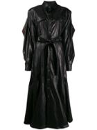 Y/project Contrast Trim Belted Coat - Black
