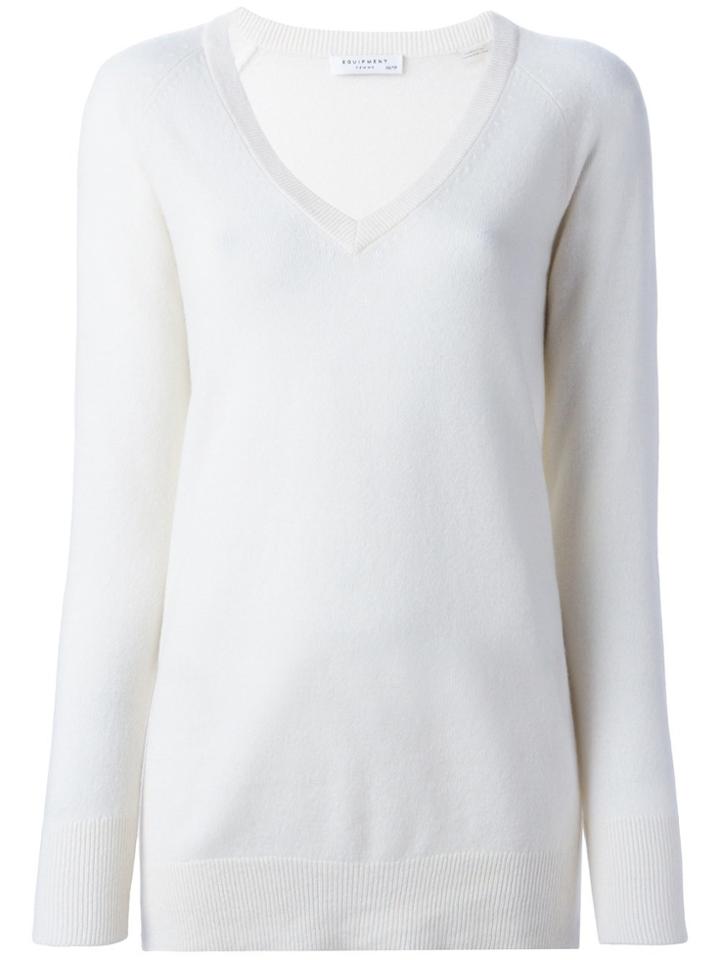Equipment V-neck Sweater - White